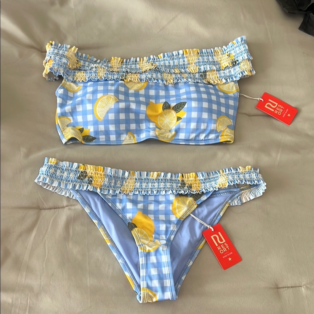 Gingham & lemon print swim Set NWT